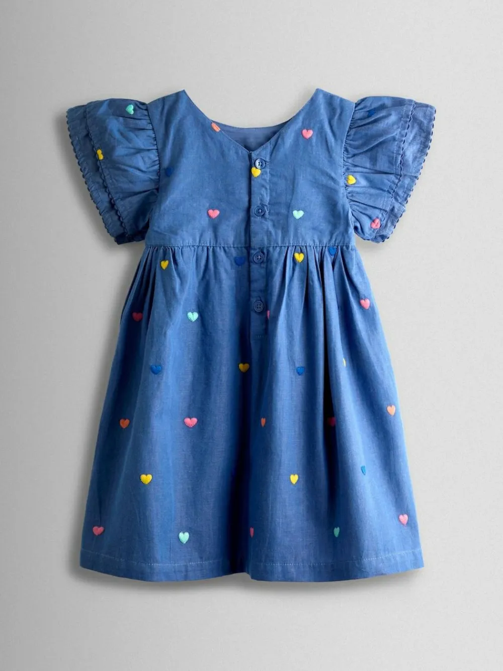 Jojo Maman Bébé Embroidered Frill Sleeve Dress^ Dresses|Dresses