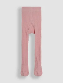 Jojo Maman Bébé Cable Ribbed Tights Dusky Pink