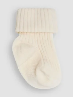 Discount Jojo Maman Bébé 3-Pack Ribbed Baby Socks Ecru Cream