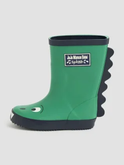Sale Jojo Maman Bébé Green Dino Printed Lined Wellies