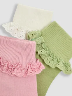 Clearance Jojo Maman Bébé Khaki Frilly Socks 3 Pack