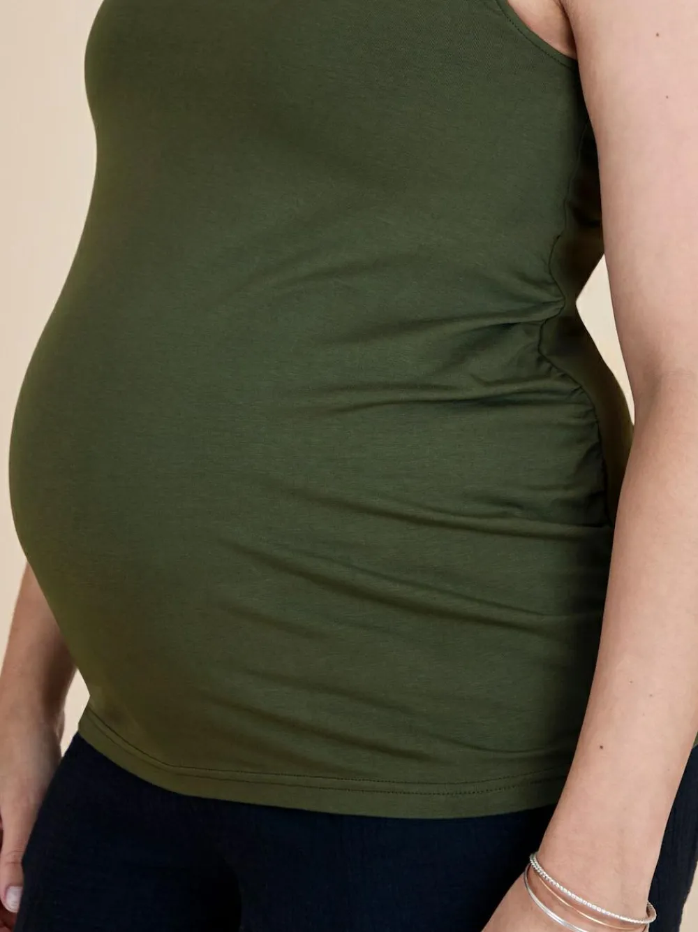 Outlet Jojo Maman Bébé Khaki Green 2-Pack Maternity Vest Tops