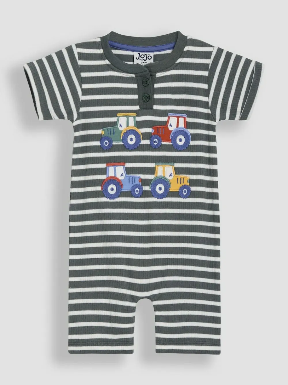 Online Jojo Maman Bébé Khaki Green Tractor Appliqué Romper
