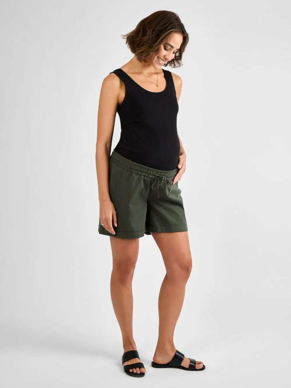 Jojo Maman Bébé Linen Blend Drawstring Waist Maternity Shorts^Women Shorts