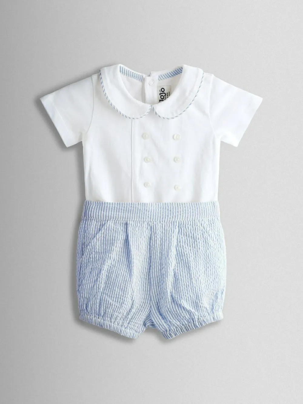 Jojo Maman Bébé Light Blue Classic Body & Stripe Shorts Set 2 Piece^BOY Shorts|Shorts