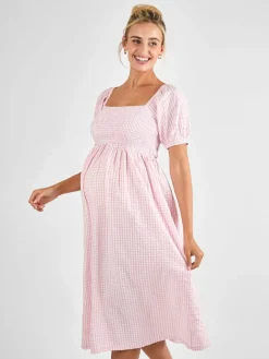 Jojo Maman Bébé Short Puff Sleeve Shirred Midi Dress^Women Midi Dresses|Dresses