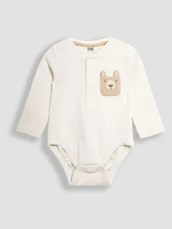 Discount Jojo Maman Bébé Natural Printed Bear And Appliqué Pocket Bodies 2 Pack