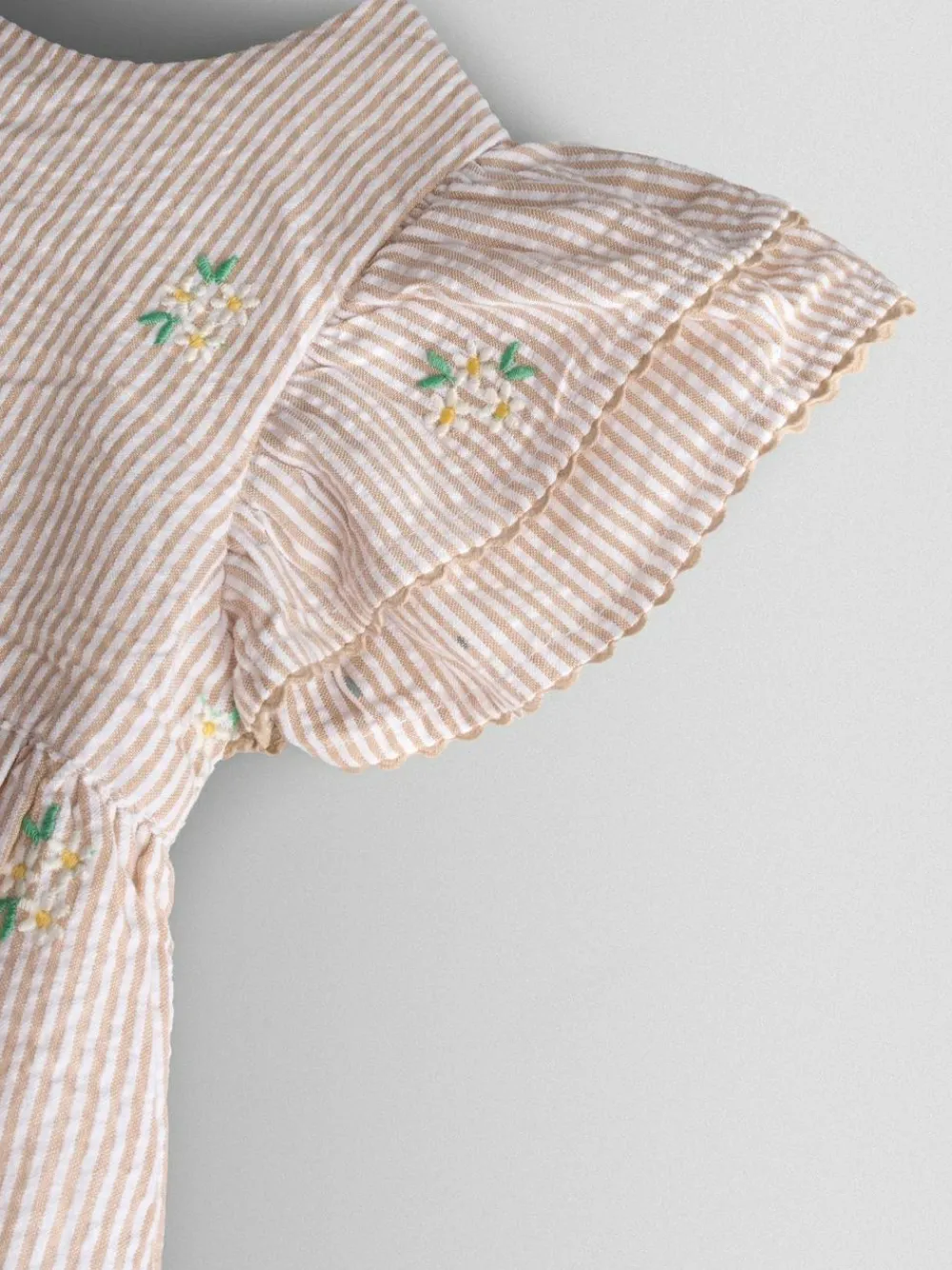 Jojo Maman Bébé Embroidered Frill Sleeve Dress^ Dresses