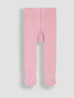 New Jojo Maman Bébé Pale Pink Cotton Rich Plain Tights