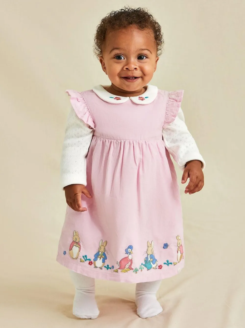 Clearance Jojo Maman Bébé Pink Baby Peter Rabbit Embroidered Dress and Body Set