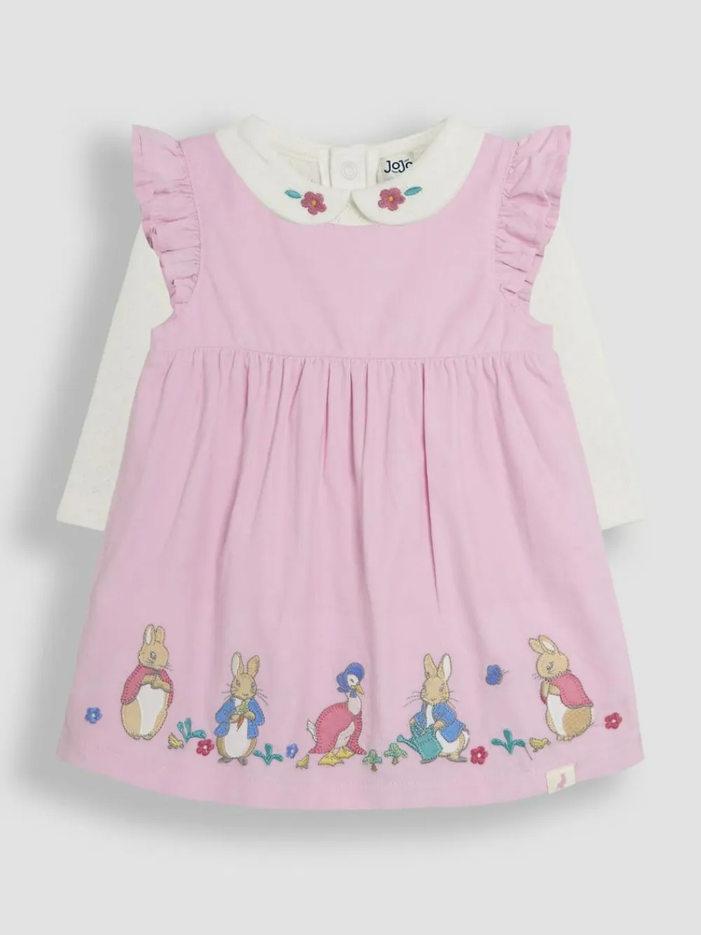 Clearance Jojo Maman Bébé Pink Baby Peter Rabbit Embroidered Dress and Body Set