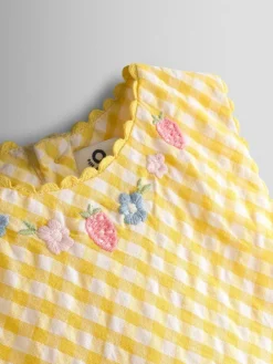 Discount Jojo Maman Bébé Appliqué Gingham Sleeveless Dress Yellow