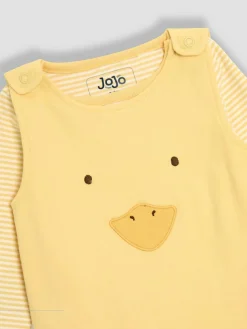Sale Jojo Maman Bébé Yellow Footed Dungarees Set 3 Piece