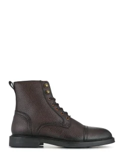 New Jones Bootmaker Davide Leather Wide Fit Military Boots Brown