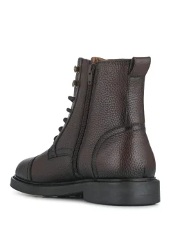 New Jones Bootmaker Davide Leather Wide Fit Military Boots Brown