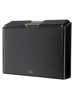 Joseph Joseph 4 Piece Black Folio Steel Carbon Black Chopping Board Set^ Branded Kitchenware