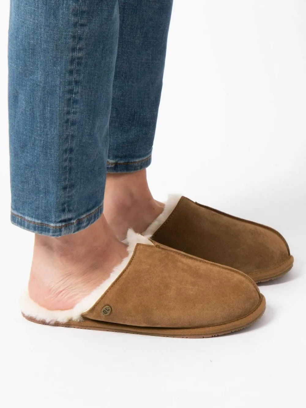 Clearance Just Sheepskin Mens Jude Sheepskin Slipper Brown/White