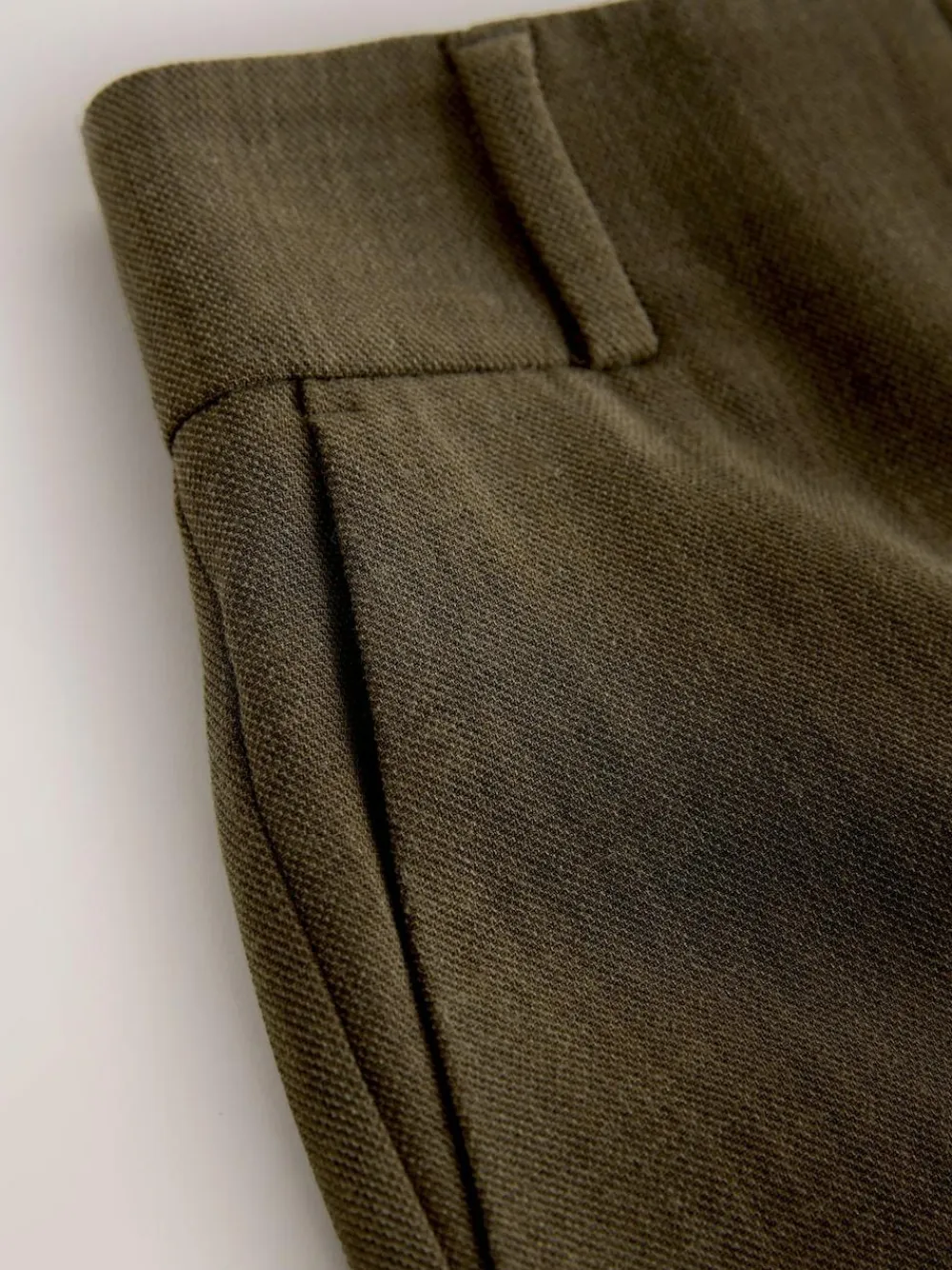Hot Next Khaki Green Crosshatch Elastic Waist Wide Leg Trousers