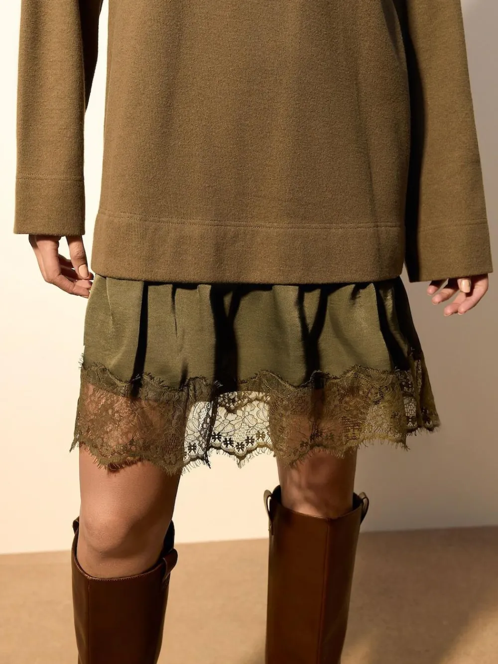 Next 2-In-1 Soft Touch Jumper Lace Skirt^Women Dresses