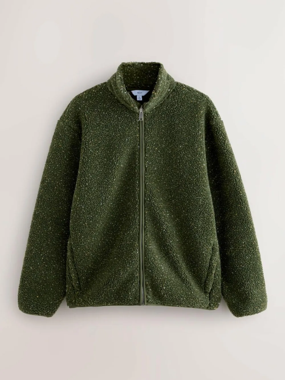 Sale Next Zip Through Funnel Borg Fleece Khaki Green Nep