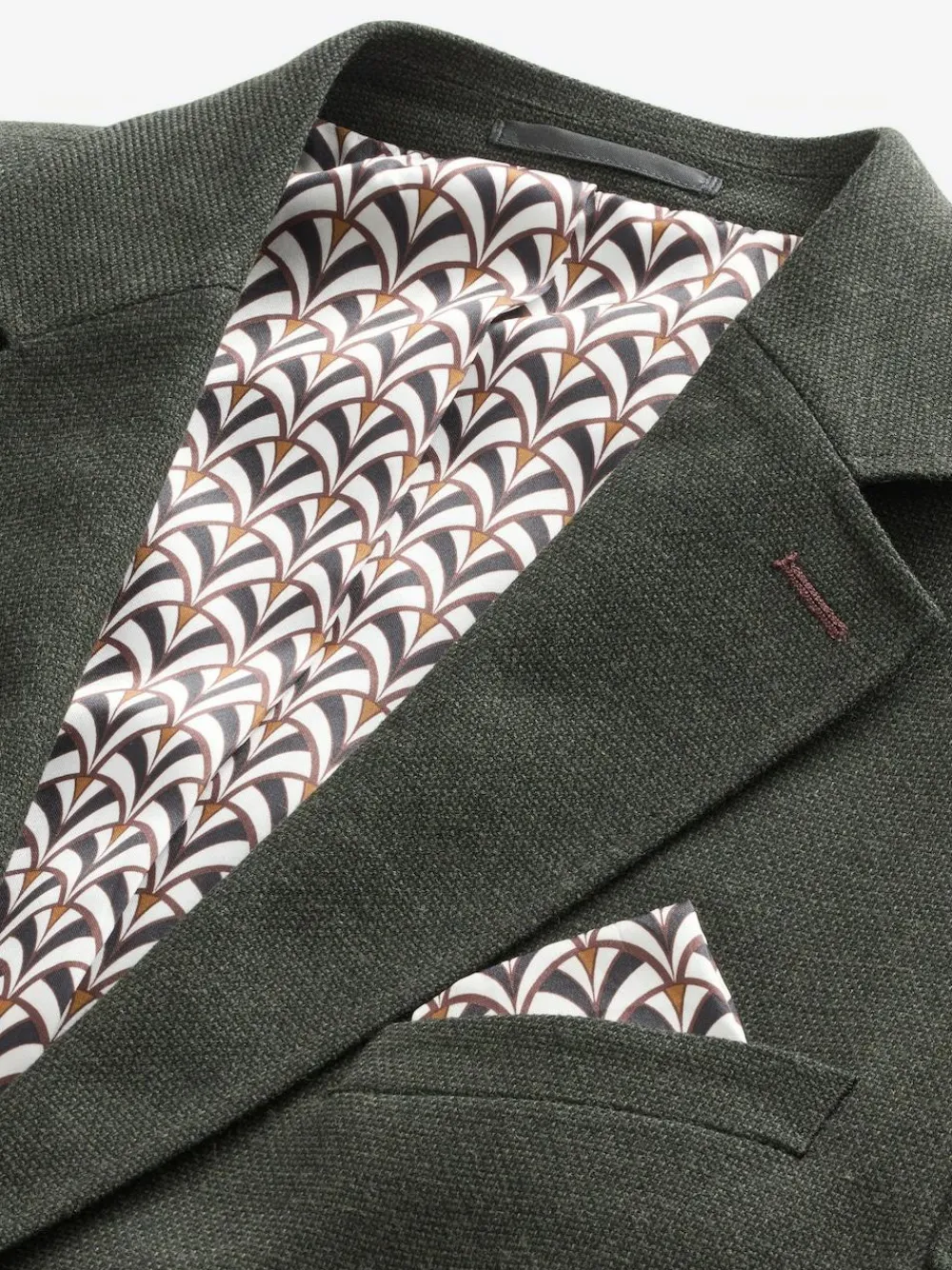 Hot Next Regular Fit Textured Smart Blazer Khaki Green