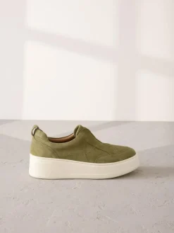 Next Slip On Signature Leather Chunky Wedge Platform Trainers^Women Sneakers