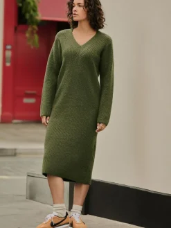 Next Super Soft V-Neck Midi Dress With Wool^Women Dresses|Midi Dresses
