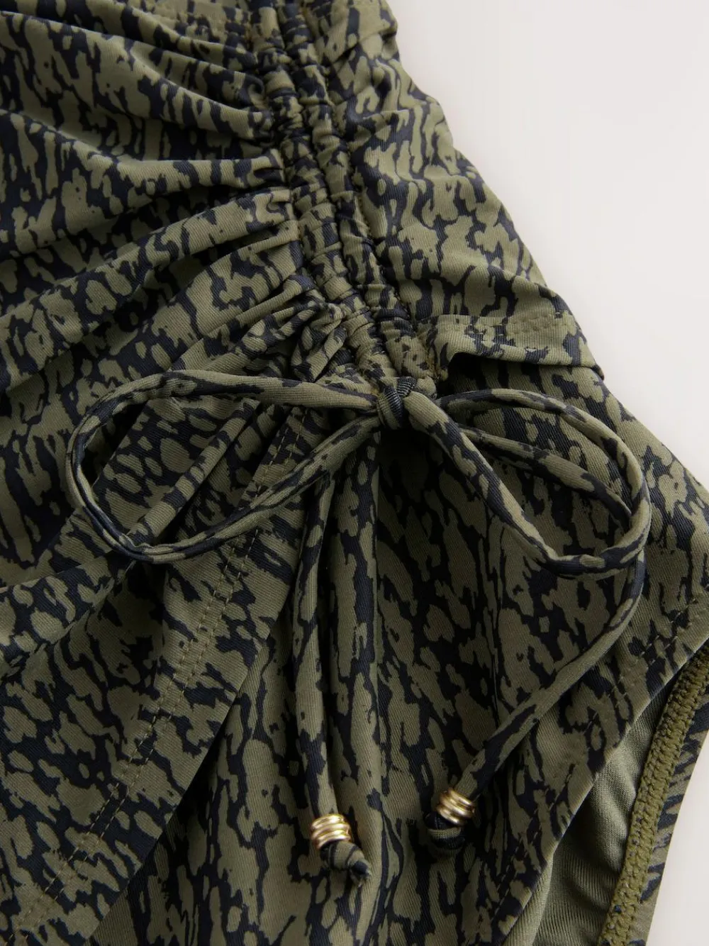 Next Khaki Green/Black Ruched Side Tummy Shaping Control Swimsuit^Women Swimwear