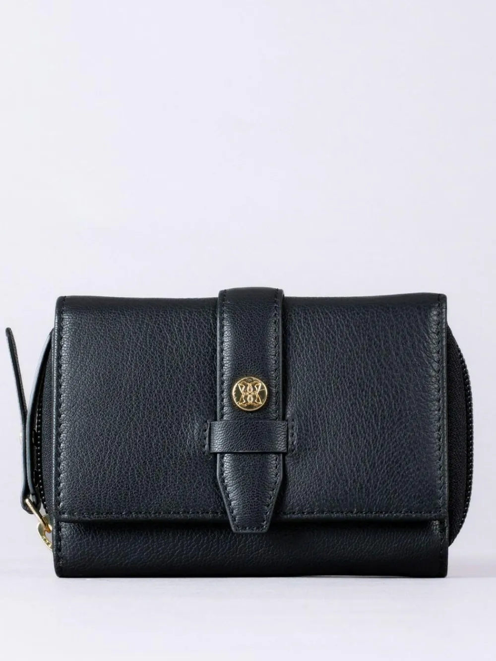 Lakeland Leather Black Medium Icon Stud Tab Purse^Women Purses