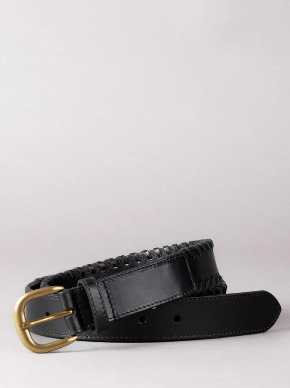 Lakeland Leather Wray Whip Stitch Leather Belt Black