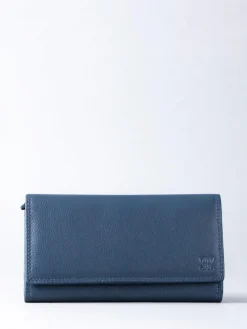 Lakeland Leather Dark Blue Large Flapover Purse^Women Purses
