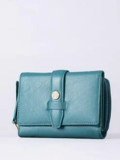 Lakeland Leather Green Medium Icon Stud Tab Purse^Women Purses