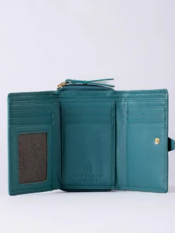 Lakeland Leather Green Medium Icon Stud Tab Purse^Women Purses