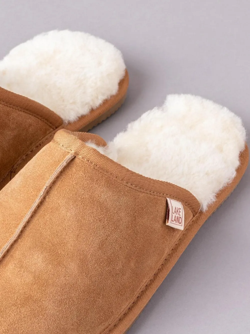 Clearance Lakeland Leather Mens Sheepskin Slider Slippers Tan Brown