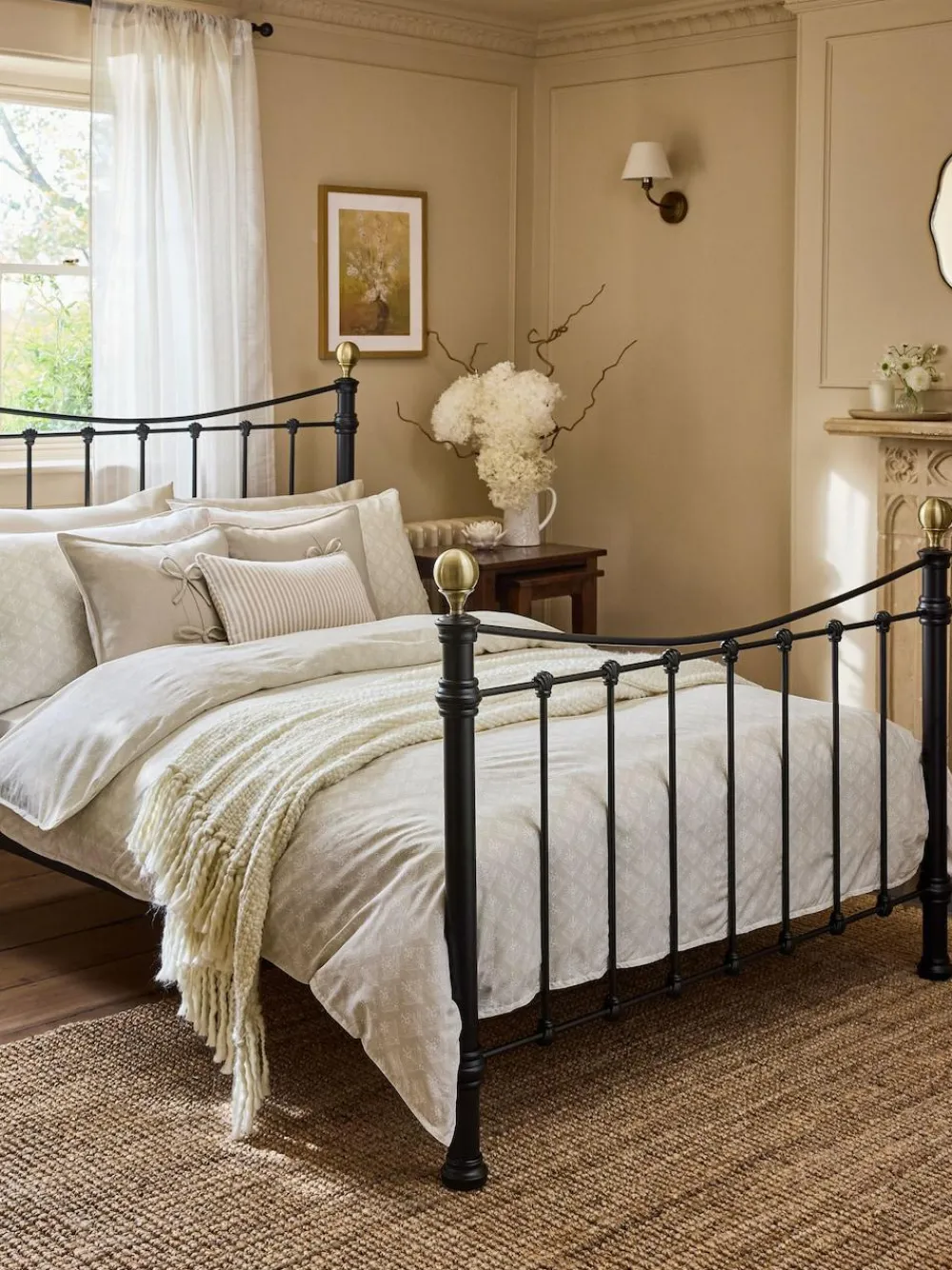 Laura Ashley Natural Ladyfern 100% Cotton Duvet Cover and Pillowcase Set^ Branded Bedlinen