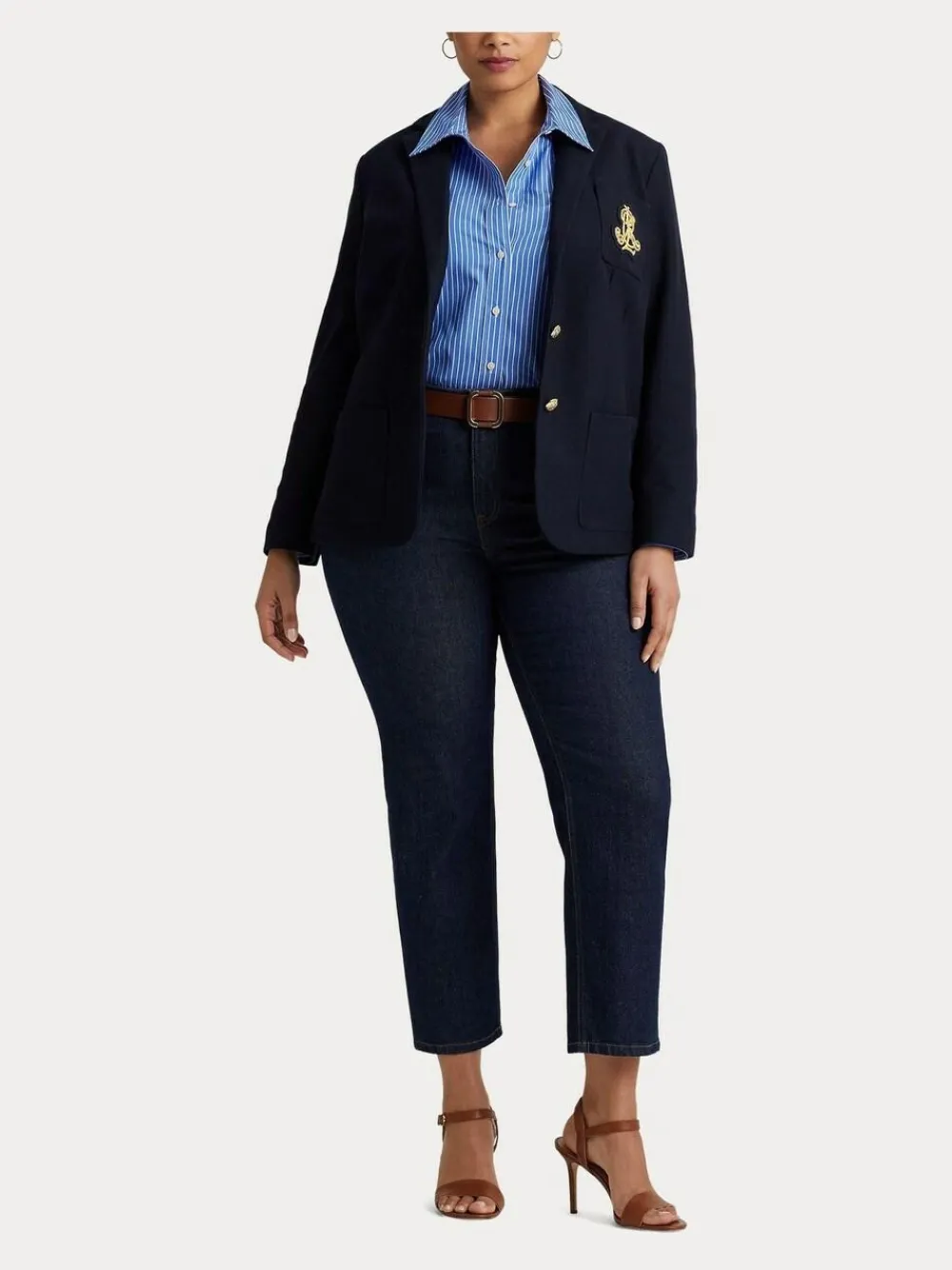 Hot Lauren Ralph Lauren Curve Anfisa Bullion Jacquard Blazer Lauren Navy