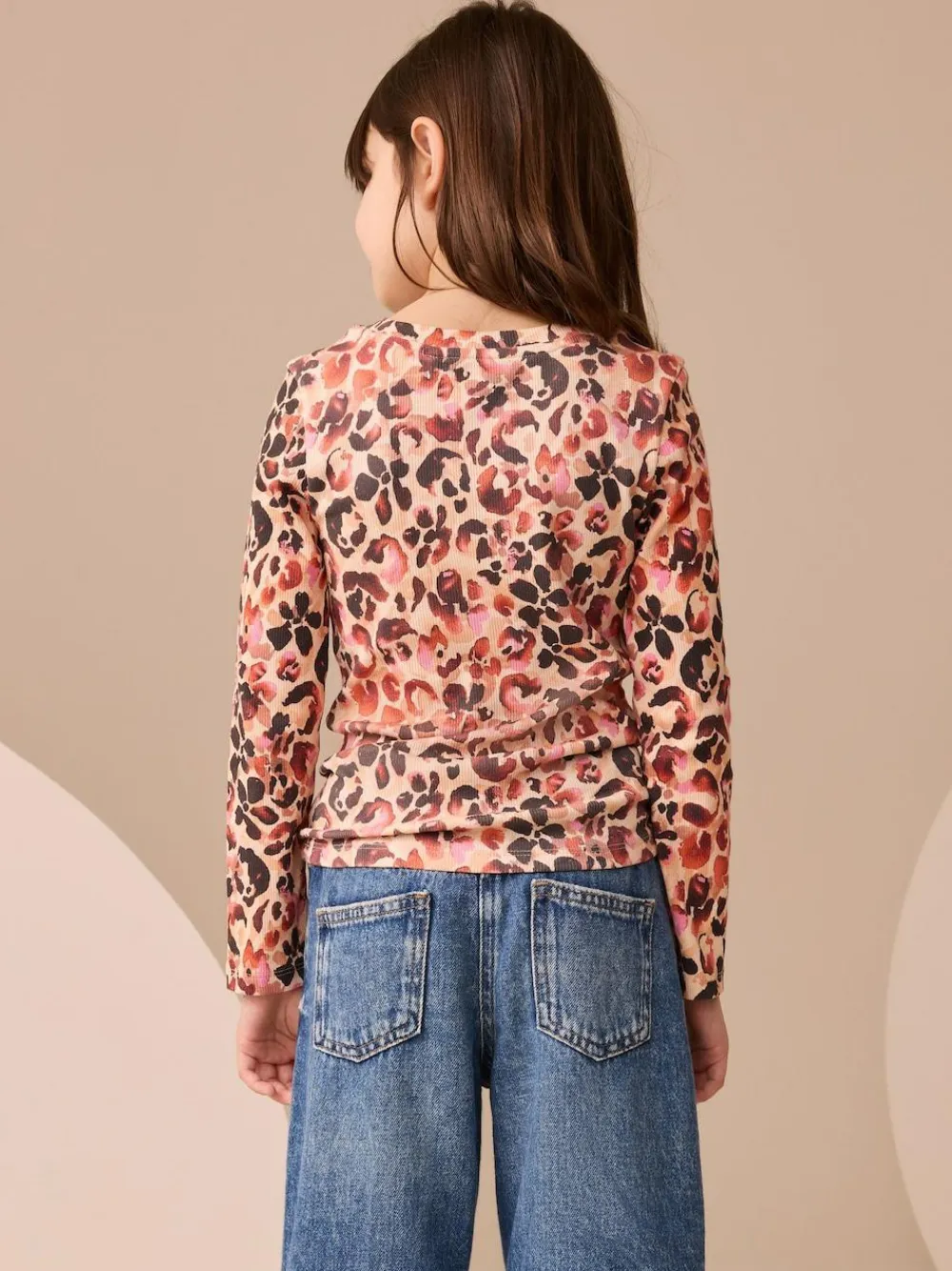 Next Leopard Long Sleeve Ribbed Top (3-16yrs)^ Nightwear|Tops