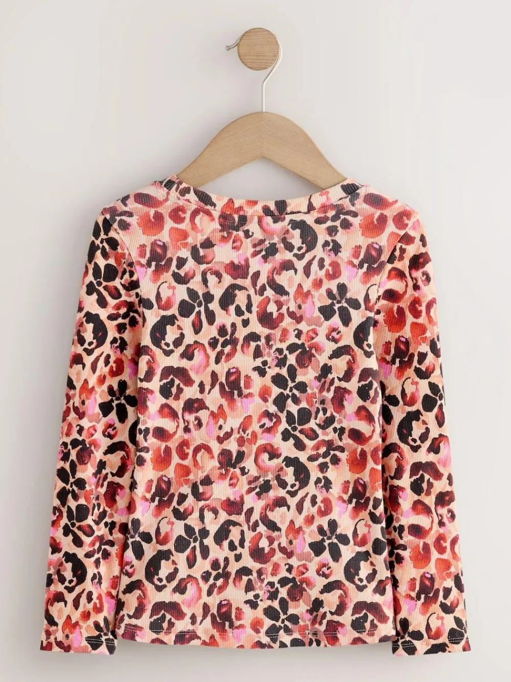 Next Leopard Long Sleeve Ribbed Top (3-16yrs)^ Nightwear|Tops