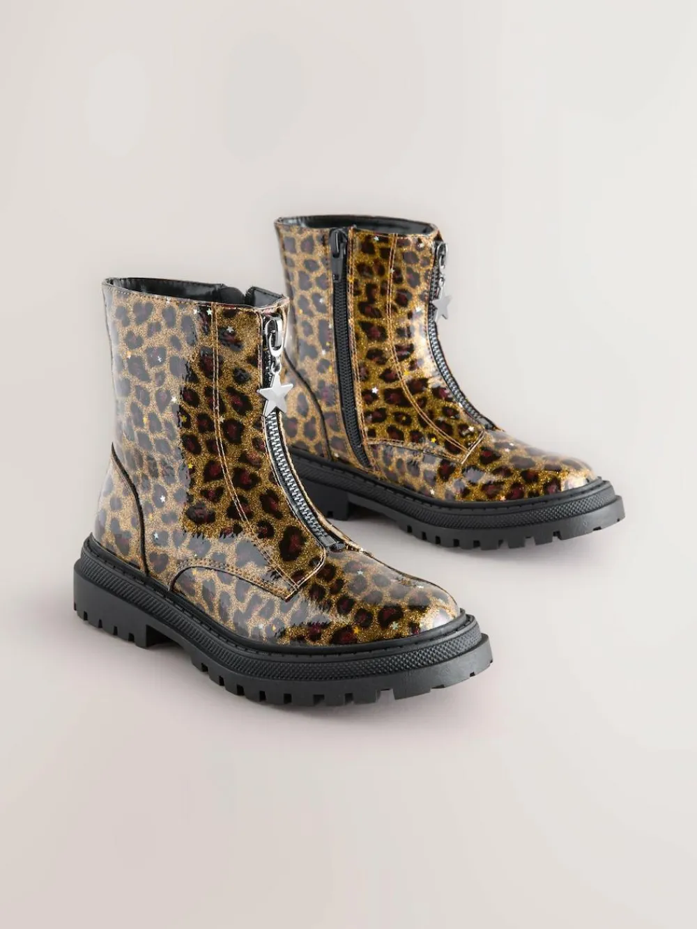 Discount Next Standard Fit (F) Zip Front Ankle Boots Leopard Print