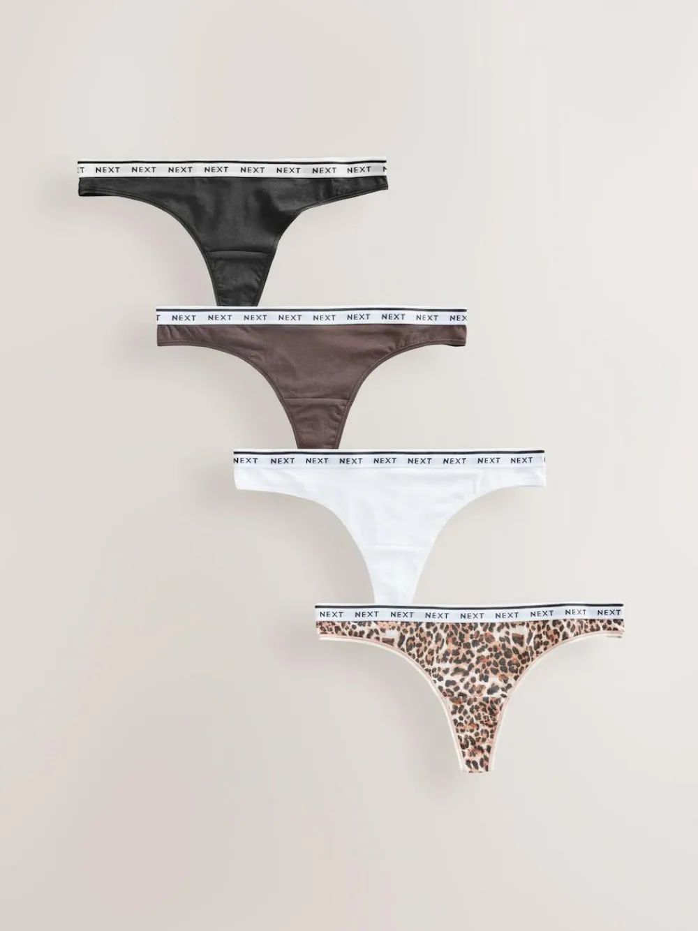Next Thong Cotton Logo Knickers 4 Pack^Women Panties