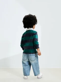 New Next Light Blue Distressed Denim Wide Leg Jeans (3mths-7yrs)