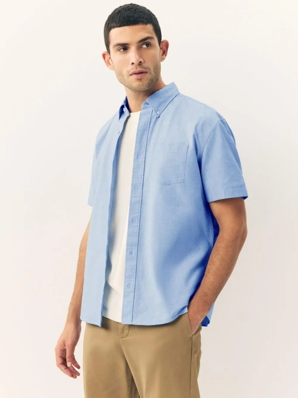 Best Next Light Blue Short Sleeve Oxford Shirt