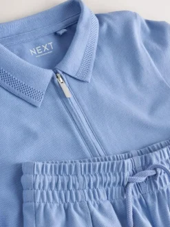 Clearance Next Short Sleeve Polo Shirt and Shorts Set (3-16yrs) Light Blue