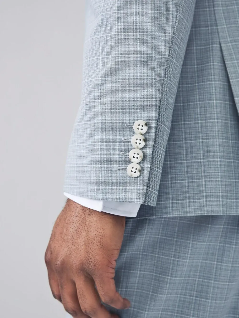 Online Next Light Blue Slim Fit Check Suit Jacket