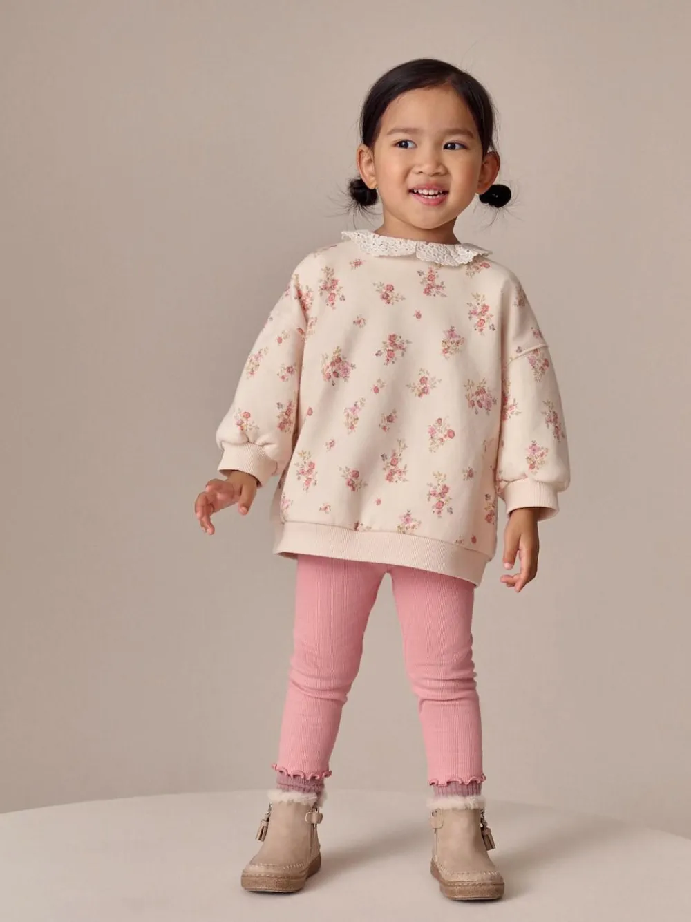 Next Light Pink Ditsy Floral Collar Sweatshirt and Leggings Set (3mths-7yrs)^ Sweatshirts & Hoodies|Sets & Co-Ords