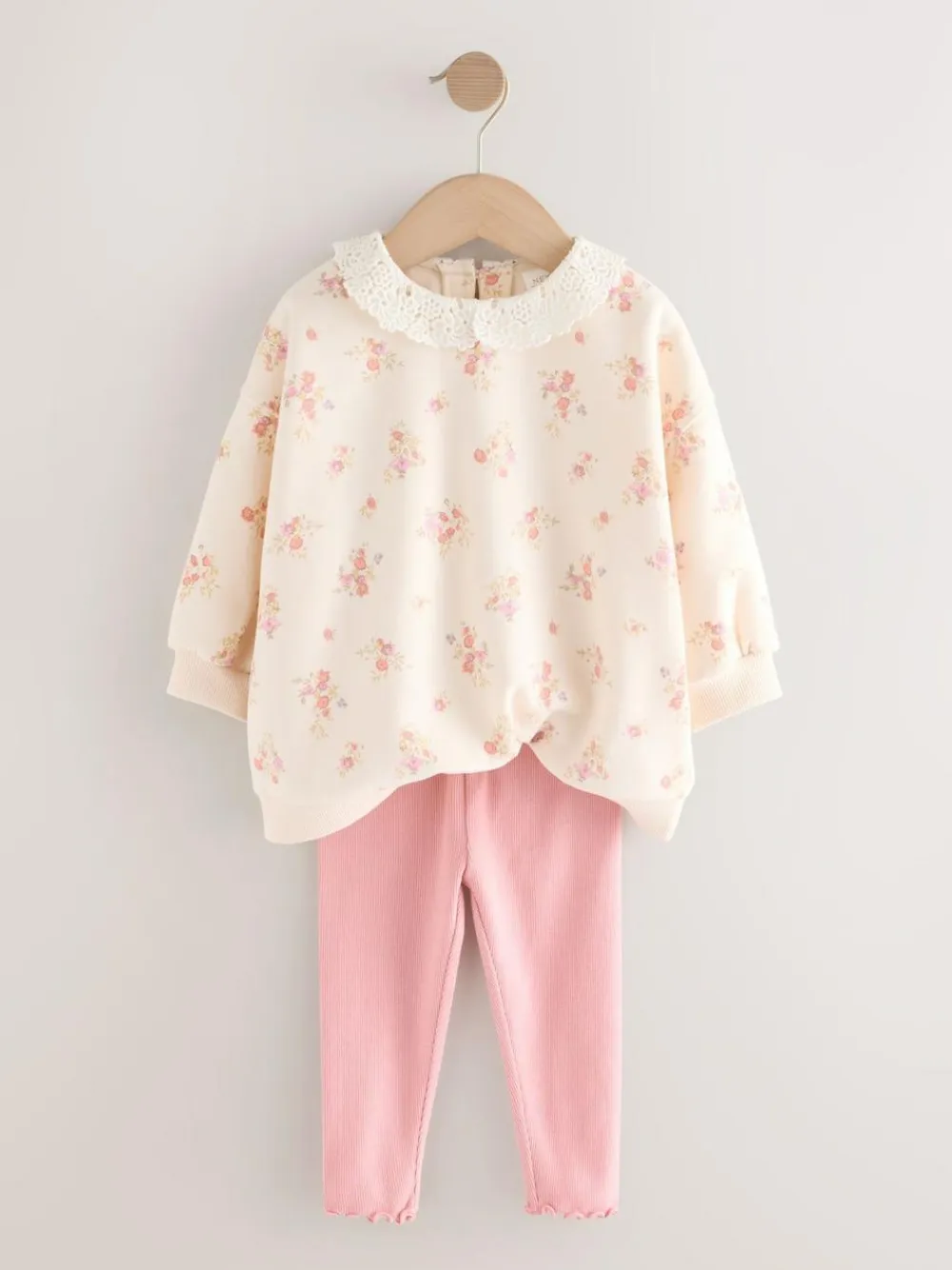Next Light Pink Ditsy Floral Collar Sweatshirt and Leggings Set (3mths-7yrs)^ Sweatshirts & Hoodies|Sets & Co-Ords