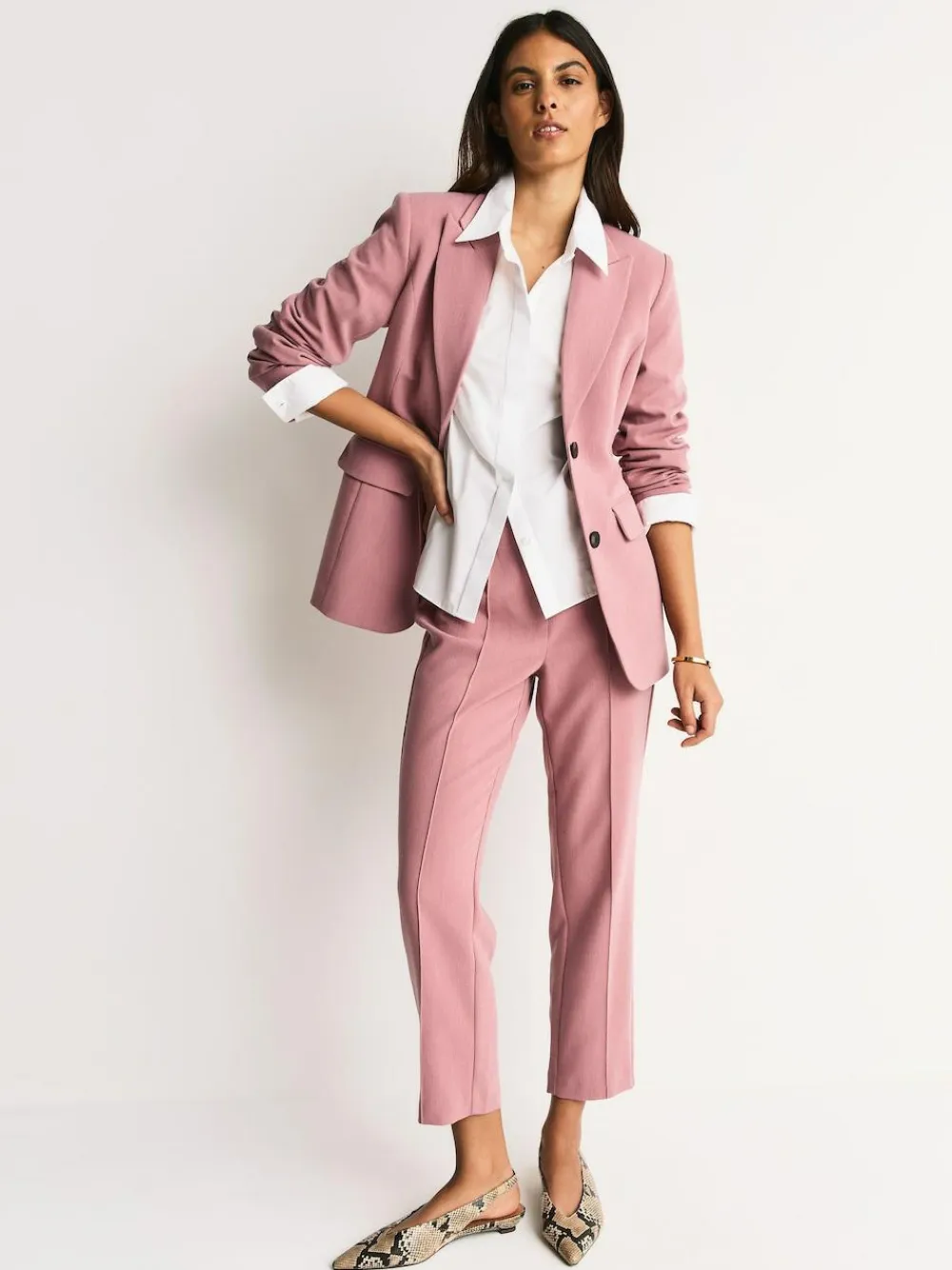 Online Next Light Pink Sculpting Tailored Slim Trousers