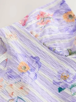 Online Next Angel Sleeve Crinkle Dress (3-16yrs) Lilac Floral