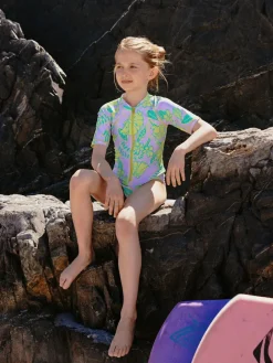Outlet Next Short Sleeved Sunsafe Swimsuit (3mths-16yrs) Lilac Purple Tropical