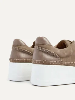 Online Linzi Harlem Faux Leather Platform Trainers Brown